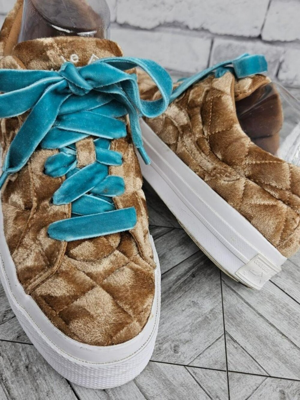 Converse Shoes Womens 8 Quilted Golf le Fleur One Star Velvet Sneakers Laces